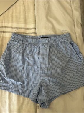 Zara Light Blue Pinstripe Elastic Waist Men’s Shorts